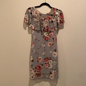 Mini cold shoulder floral dress